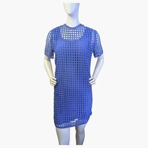 Mulberry Silk Mesh Grid Dress By INSUN | Architectural Statement | Size M